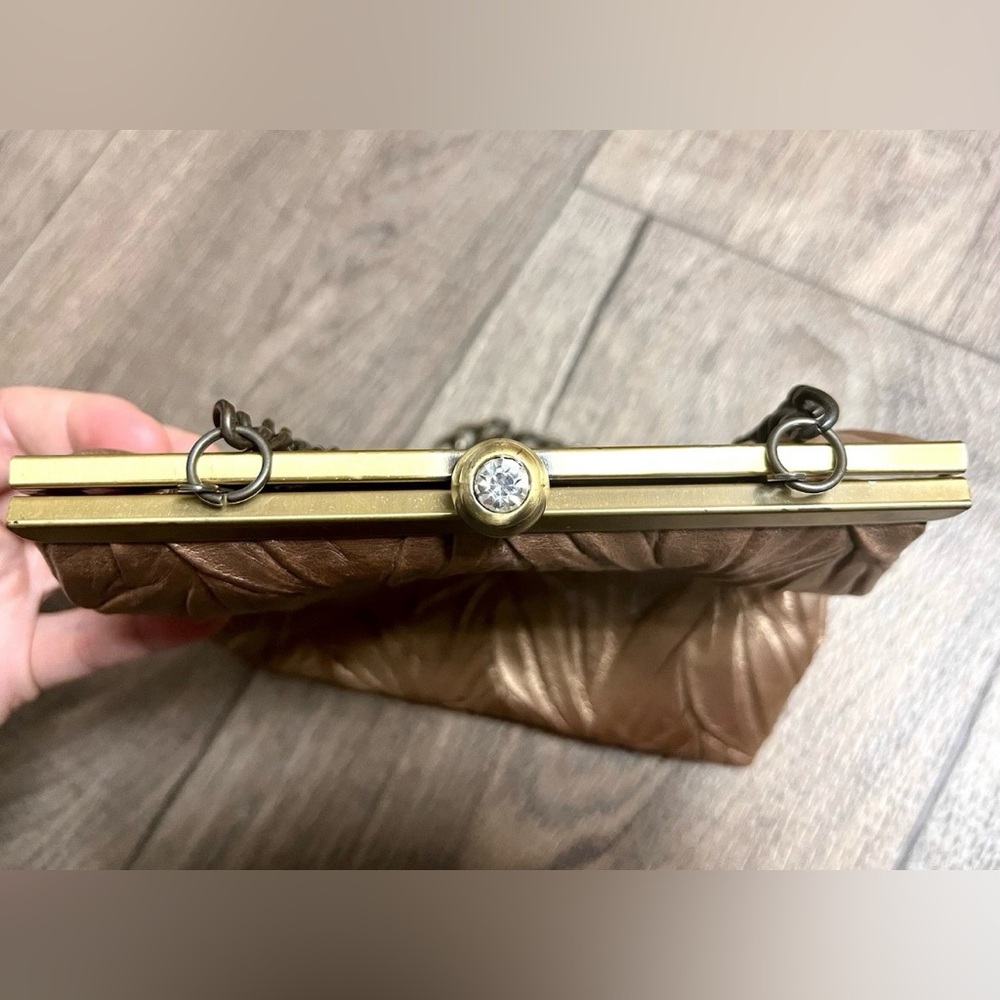 Vintage Jessica McClintock Metallic Golf Leaf Textured Evening Bag Clutch - Picture 7 of 9